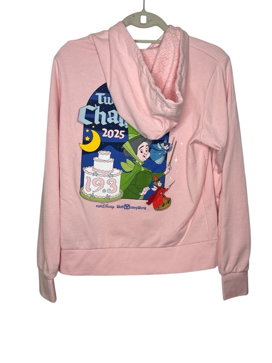 Rundisney Tops - Disney runDisney Two Course Challenge 2025 Pink Zip Hoodie Size M
